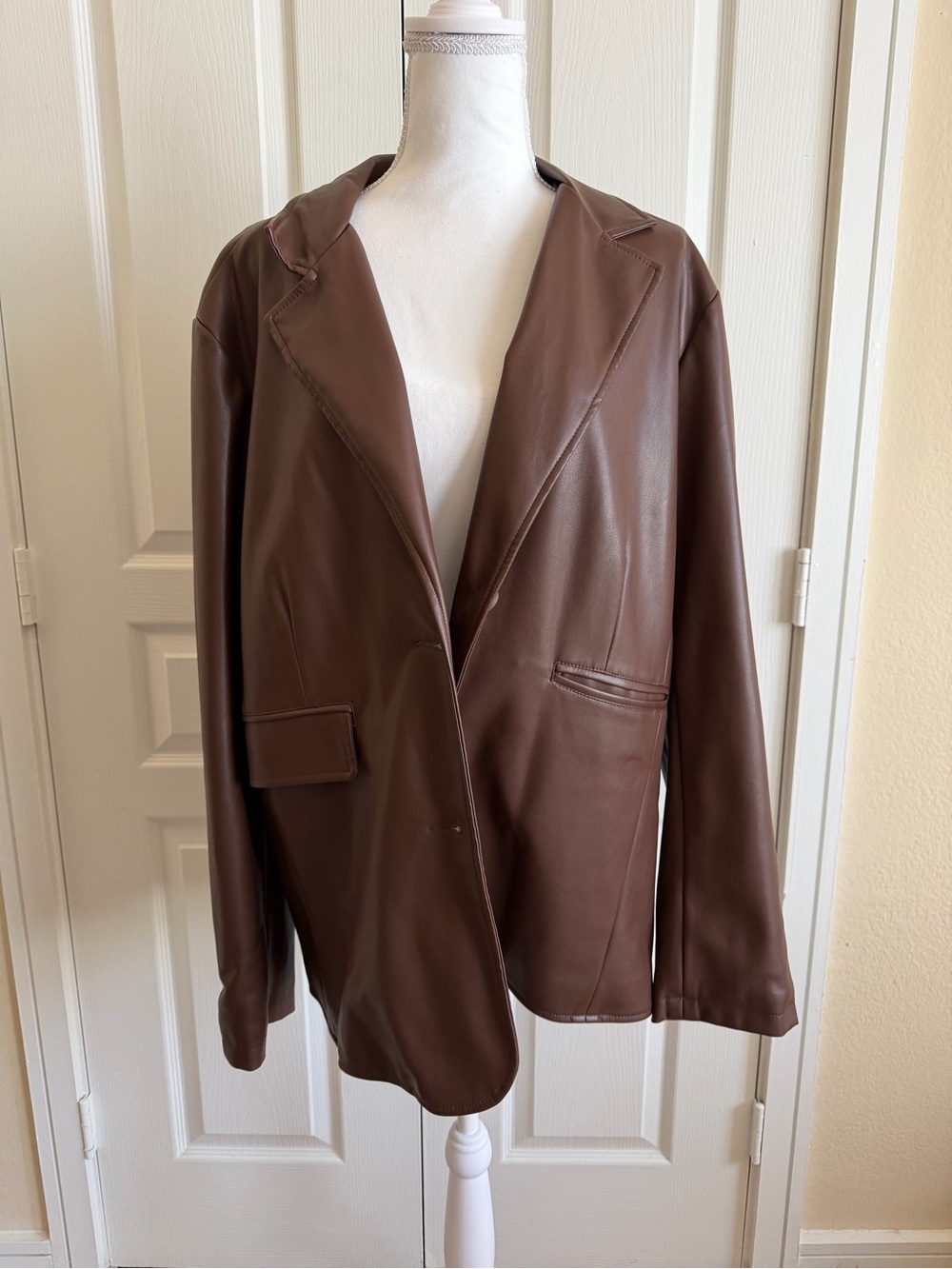 Urban Outfitters Brown Faux Leather Blazer